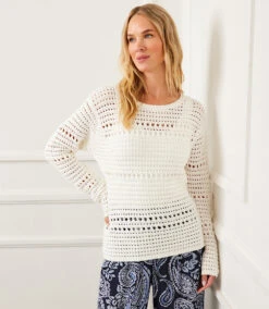 Boatneck Crochet Sweater 21 Boatneck Crochet Sweater -Karen Kane Store 9E42DB01 1074 42F1 AE5D FB18A3C96FD7
