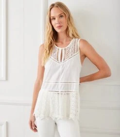 Lace Trim Sleeveless Top