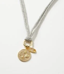 Galaxy Disc And Oval Gemstone Cord Necklace