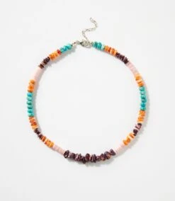 Single Strand Spiny Oyster And Turquoise Necklace
