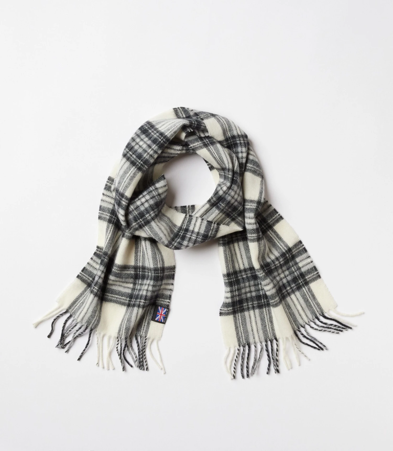 Merino Wool Fringed Plaid Scarf 4 Merino Wool Fringed Plaid Scarf - Image 2