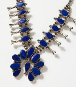 Lapis Squash Blossom Necklace & Earring Set