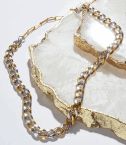 Mixed Gold And Silver Chain Necklace