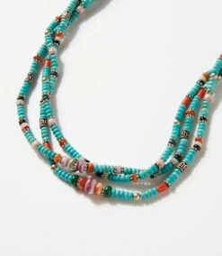 Beaded Turquoise And Heishi Shell Necklace