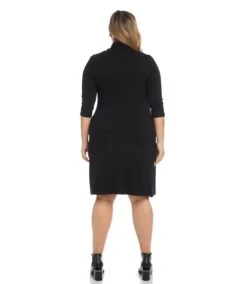 Plus Size Cascade Wrap Dress -Karen Kane Store DW13915 BLK 0063 5b659bcd acf1 49ee 9a6f f87262f95256