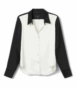 Long Sleeve Satin Colorblock Shirt -Karen Kane Store E13C3A40 8E8C 4343 9763 003B74B9C228