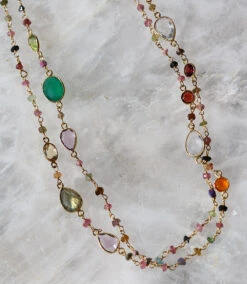 Multi Color Beaded Gemstone Necklace -Karen Kane Store E8B97B94 EE97 43DF B4FF A7E273B8B033