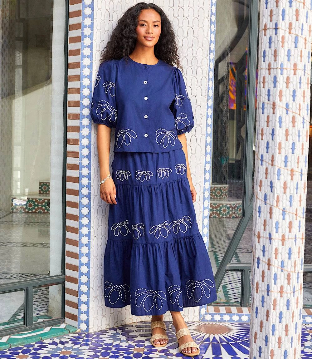 Embroidered Tiered Midi Skirt 4 Embroidered Tiered Midi Skirt - Image 3