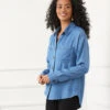 Long Sleeve Soft Denim Shirt Jacket -Karen Kane Store F9673956 8CA8 4FB7 B1DA 769EB4546C8B