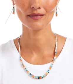 Multi Color Turquoise Inlay Necklace & Earring Set -Karen Kane Store JEWERLY 16 3089