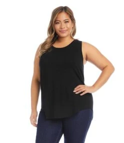 Plus Size Shirttail Tank -Karen Kane Store L12190W BLK 0585 58230cd0 731b 4fdd 96b9 3a7435856fb9