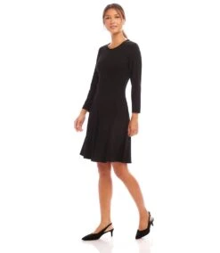 3/4 Sleeve Fit & Flare Dress -Karen Kane Store L14008 BLK karenkane 2025 Spring 00 2