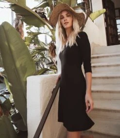 Three Quarter Sleeve A-Line Dress -Karen Kane Store L14174 B 1a2f40ef e003 42ec aed1 f50eb68dd440