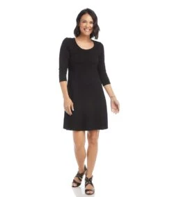 Three Quarter Sleeve A-Line Dress -Karen Kane Store L14174 BLK 1163 1c47d187 04b3 4ad1 a507 80bae24cbda4