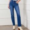 Raw Hem Straight Jeans 1 Raw Hem Straight Jeans -Karen Kane Store L48144 DEN 0543