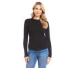 Ribbed Crewneck Sweater 1 Ribbed Crewneck Sweater -Karen Kane Store L89134 BLK karenkane 2025 fall 00 1