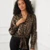 Long Sleeve Tie-Front Top 2 Long Sleeve Tie-Front Top -Karen Kane Store aTIED FRONT LEO 1265