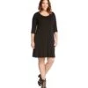 Plus Size Three Quarter Sleeve A-Line Dress -Karen Kane Store black 2 zoom b558f33c 4e97 47ab bd8e a1c4795ea6d6