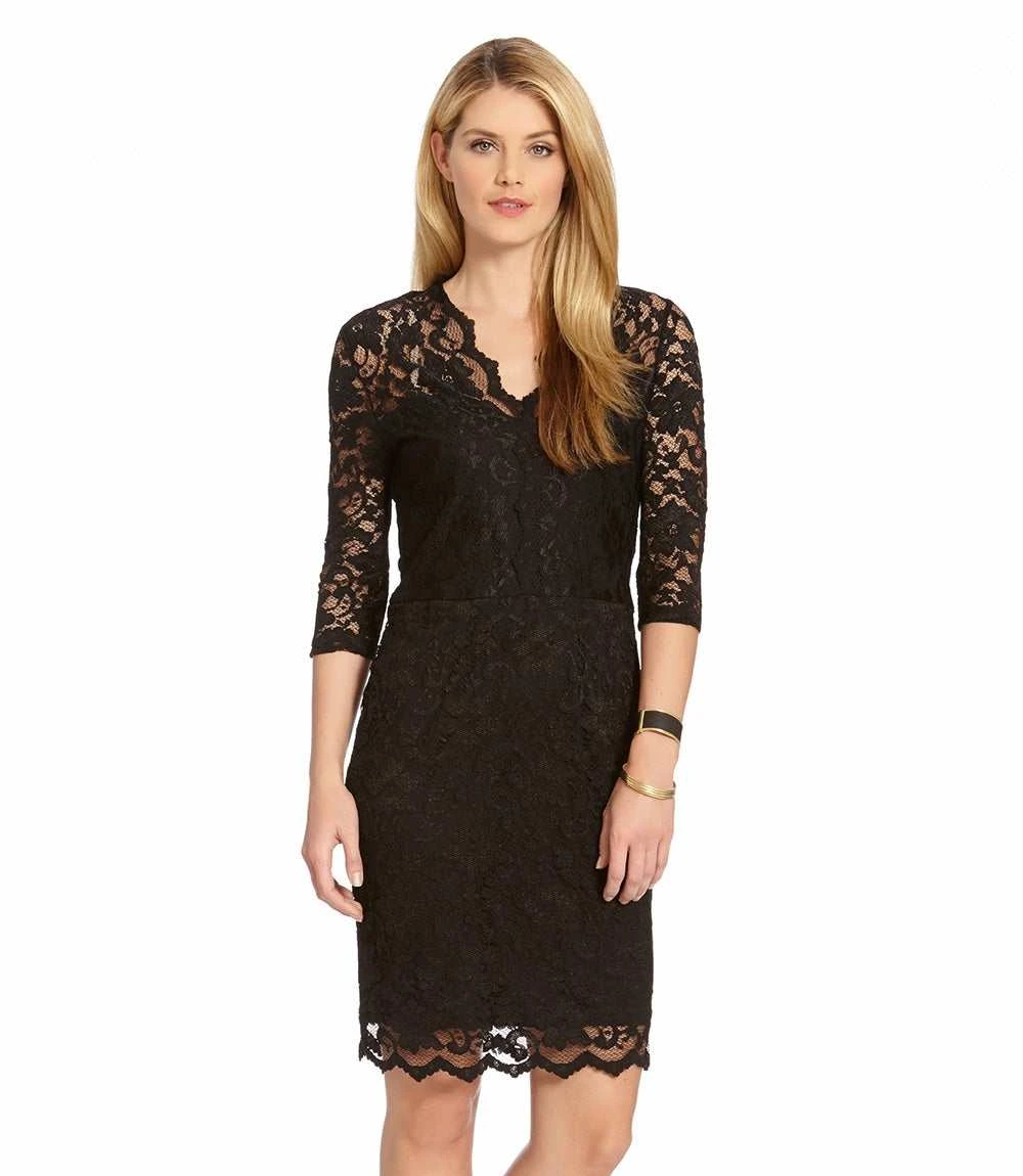 Petite Size V-Neck Scallop Lace Dress 4 Petite Size V-Neck Scallop Lace Dress - Image 2