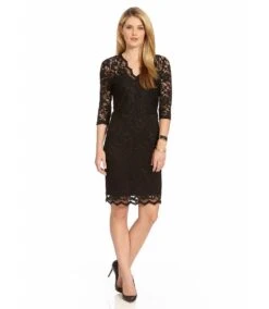 Petite Size V-Neck Scallop Lace Dress 10 Petite Size V-Neck Scallop Lace Dress -Karen Kane Store black 3 zoom c646b7b3 602c 4d9c 892c bc2d2a6f185f