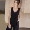 Tie-Front Travel Jumpsuit 1 Tie-Front Travel Jumpsuit -Karen Kane Store karenkane 2020 spring mailer L46132 BLK 001 721b009d f6c5 4282 bef9 23b0abd1a541
