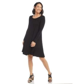 Long Sleeve Maggie Trapeze Dress 11 Long Sleeve Maggie Trapeze Dress -Karen Kane Store karenkane 2021 fall L13426 BLK 004 787e99b8 2e86 4af5 a10b 369d7596b7bf