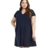 Plus Size Quinn V-Neck Pocket Dress 1 Plus Size Quinn V-Neck Pocket Dress -Karen Kane Store karenkane 2021 spring L14244W NAV 001 2a732a9c 4632 4fea 800a db873a510e7f