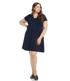 Plus Size Quinn V-Neck Pocket Dress 12 Plus Size Quinn V-Neck Pocket Dress -Karen Kane Store karenkane 2021 spring L14244W NAV 006 5ea9bec6 94a3 41d7 8c41 0f8324974f11