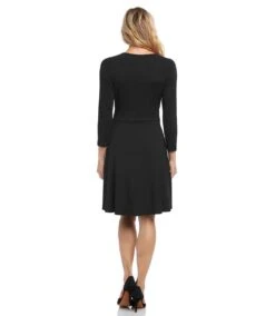 Faux Wrap Drape Dress -Karen Kane Store karenkane 2021 winter 3L95576 BLK 003 978127f7 09a1 407e 86a4 698cf269f7fe