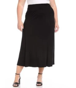 Plus Size Maxi Skirt 10 Plus Size Maxi Skirt -Karen Kane Store karenkane 2022 fall L13036W BLK 004