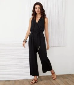 Cropped Jumpsuit -Karen Kane Store karenkane 2022 spring L52500 BLK 006 a383af80 24c5 455b beff 82171ffa9d01
