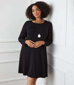 Plus Size Long Sleeve Maggie Dress 14 Plus Size Long Sleeve Maggie Dress -Karen Kane Store karenkane 2022 winter 4L13233W BLK 002