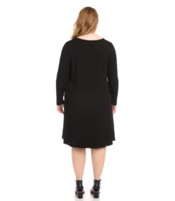 Plus Size Long Sleeve Maggie Dress 13 Plus Size Long Sleeve Maggie Dress -Karen Kane Store karenkane 2022 winter 4L13233W BLK 004