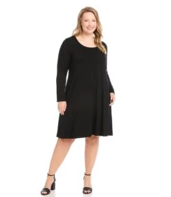 Plus Size Long Sleeve Maggie Dress 11 Plus Size Long Sleeve Maggie Dress -Karen Kane Store karenkane 2022 winter 4L13233W BLK 006