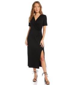 Petite Size Faux Wrap Midi Dress 11 Petite Size Faux Wrap Midi Dress -Karen Kane Store karenkane 2023 spring 1L13127P BLK 005