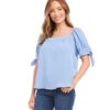 Petite Size Square Neck Top -Karen Kane Store karenkane 2023 spring 1L78205P BLU 003
