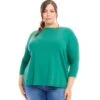 Plus Size 3/4 Sleeve Boatneck Top