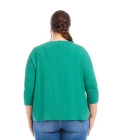Plus Size 3/4 Sleeve Boatneck Top -Karen Kane Store karenkane 2024 fall 3L05516W GLS 003