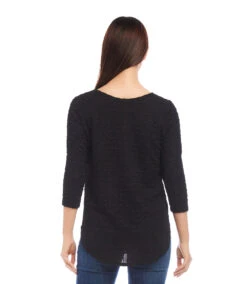 Petite Size 3/4 Sleeve Shirttail Top -Karen Kane Store karenkane 2024 fall 3L08900P BLK 00 3