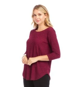 3/4 Sleeve Shirttail Top -Karen Kane Store karenkane 2024 fall 3L08900 WIN 002