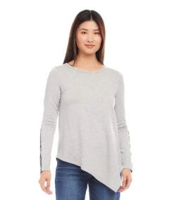 Vegan Leather Trim Top -Karen Kane Store karenkane 2024 fall 3L10200 HEA 00 1