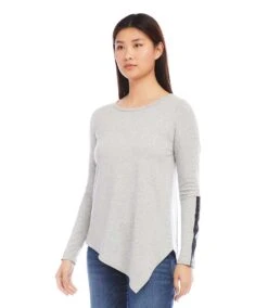 Vegan Leather Trim Top -Karen Kane Store karenkane 2024 fall 3L10200 HEA 00 2