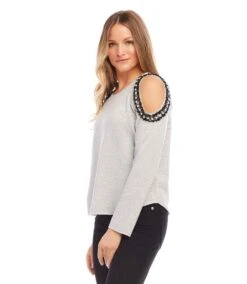 Embellished Sweatshirt 9 Embellished Sweatshirt -Karen Kane Store karenkane 2024 fall 3L24006 LHG 00 2