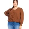Plus Size Drape Front Top 1 Plus Size Drape Front Top -Karen Kane Store karenkane 2024 fall 3L25009W COG 00 1