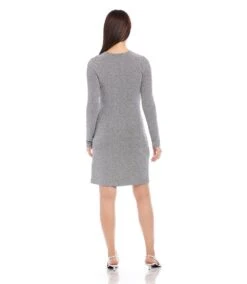 Long Sleeve Shirred Metallic Dress -Karen Kane Store karenkane 2024 fall 3L40501 MTCL 00 3