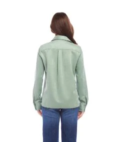 Faux Suede Shirt -Karen Kane Store karenkane 2024 fall 3L47101 SAG 003