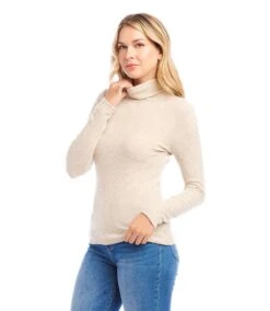 Ribbed Turtleneck Top -Karen Kane Store karenkane 2024 fall 3L56016 OAT 00 2