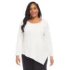 Plus Size Long Sleeve Asymmetric Top -Karen Kane Store karenkane 2024 fall 3L57509W IVO 001