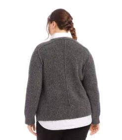 Plus Size Layered Sweater 8 Plus Size Layered Sweater -Karen Kane Store karenkane 2024 fall 3N94281W GRA 00 3
