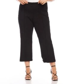 Plus Size Cropped Pintuck Pants -Karen Kane Store karenkane 2024 fall L09006W BLK 002